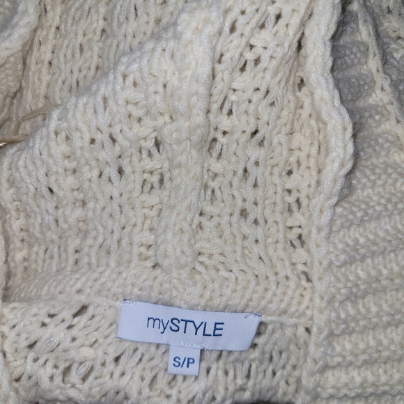 My Style Cream Chunky Knit Hooded Cardigan Sweater S - Picture 6 of 6
